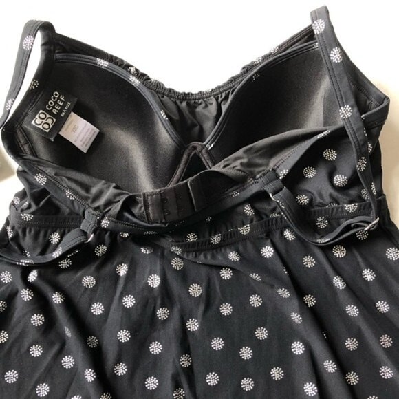 Coco reef tankini swim top polka dot underwire molded bra black & silver 32C - Picture 6 of 9